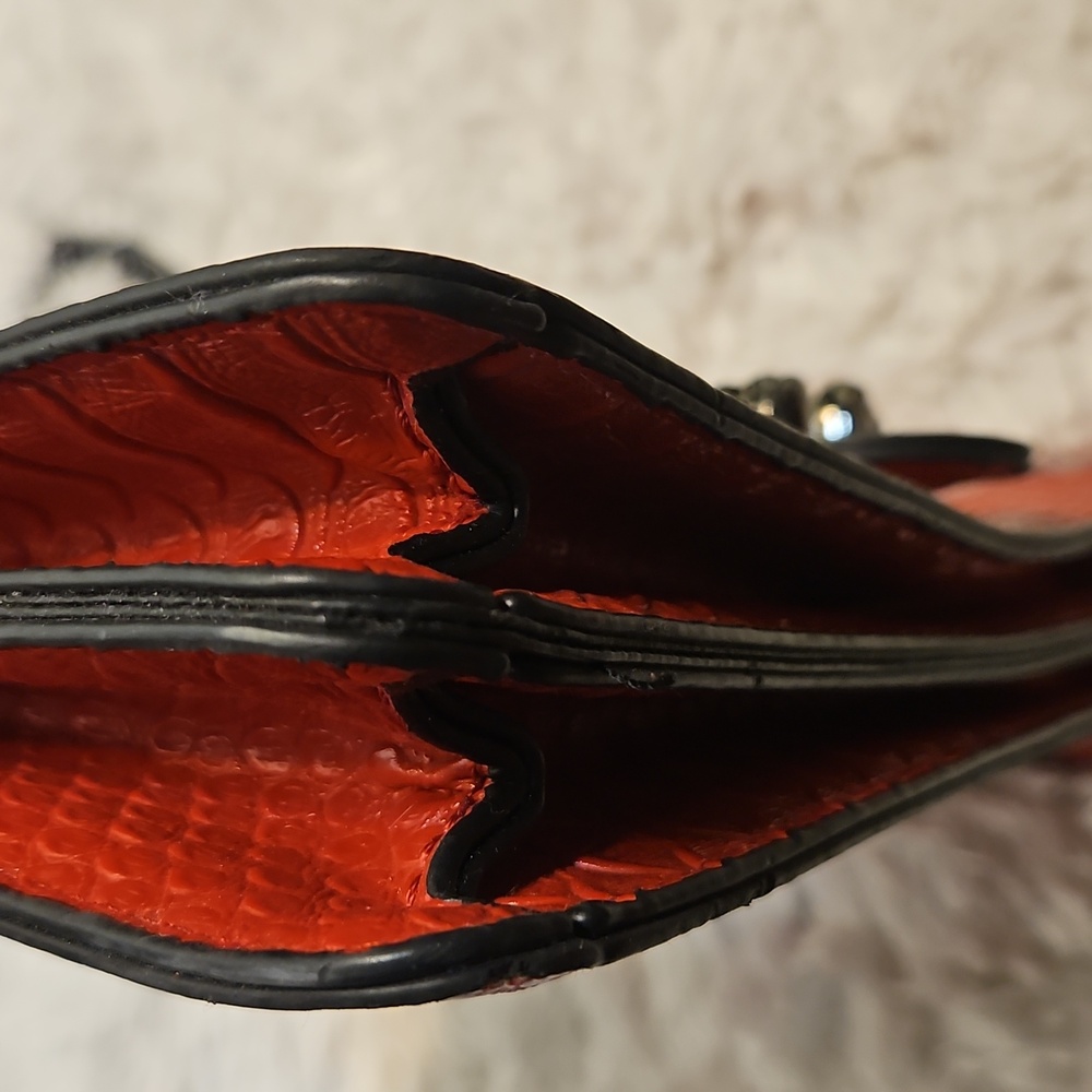 Red Snake Embossed‎ Chain Shoulder Bag Women's Fashion Clutch - Picture 3 of 15
